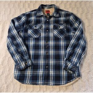 Vintage Big Mac JCPenney Sherpa Lined Flannel Jacket Men's Medium Blue Plaid 90s
